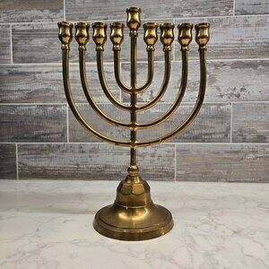 Vintage Metal Menorah golden color
